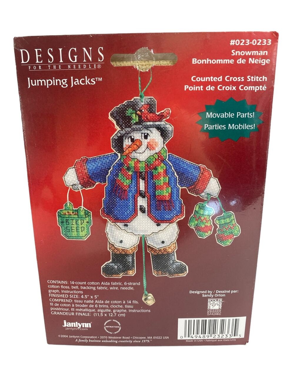 JANLYNN *New* Designs Jumping Jacks Snowman Counted Cross Stitch Christmas Kit